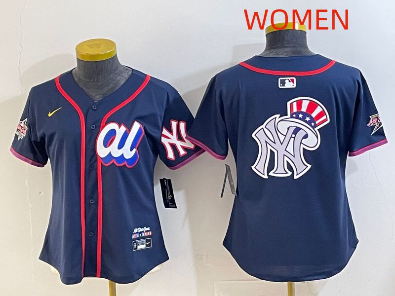 Women 2025 New York Yankees Blank Drak Blue All star Nike MLB Jersey style 07->women mlb jersey->Women Jersey